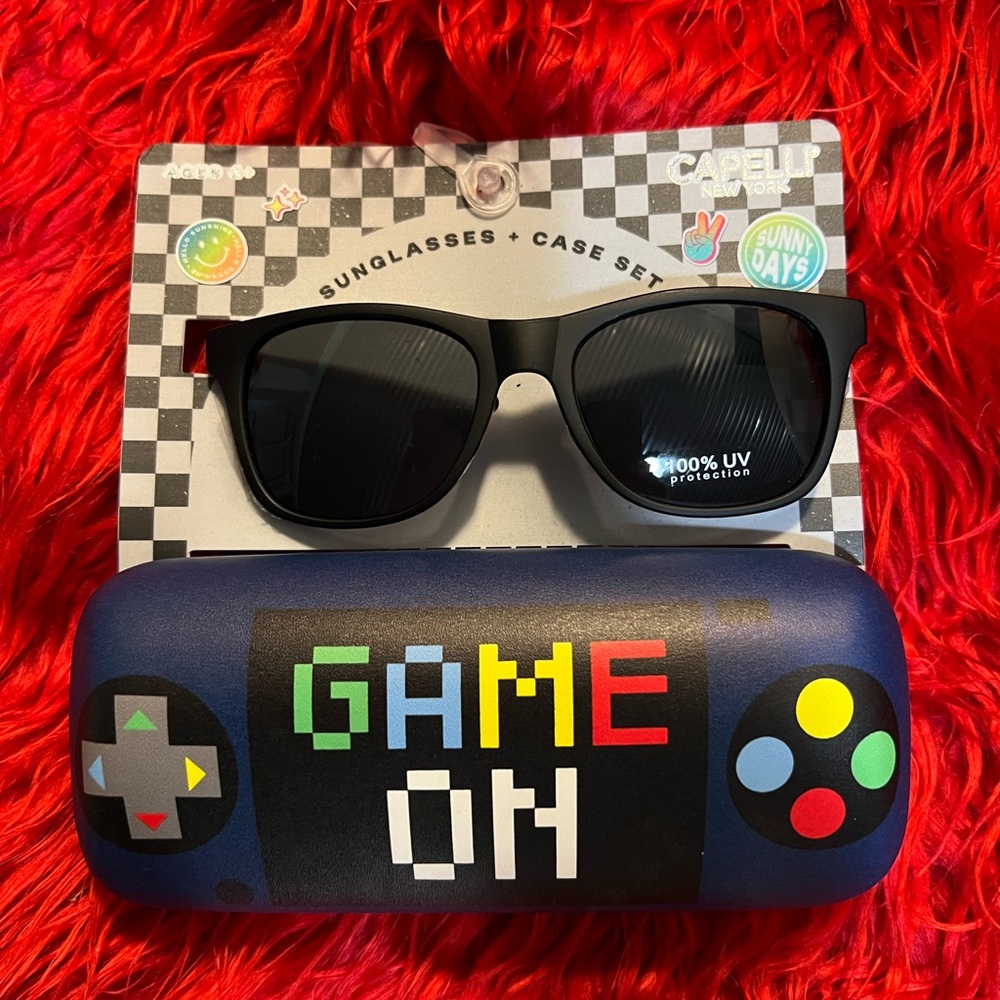 Game On Kids Capelli of New York Black and Blue Retro Gaming Sunglasses